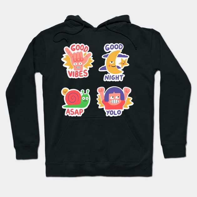 Funny Sticker Hoodie by Mako Design 